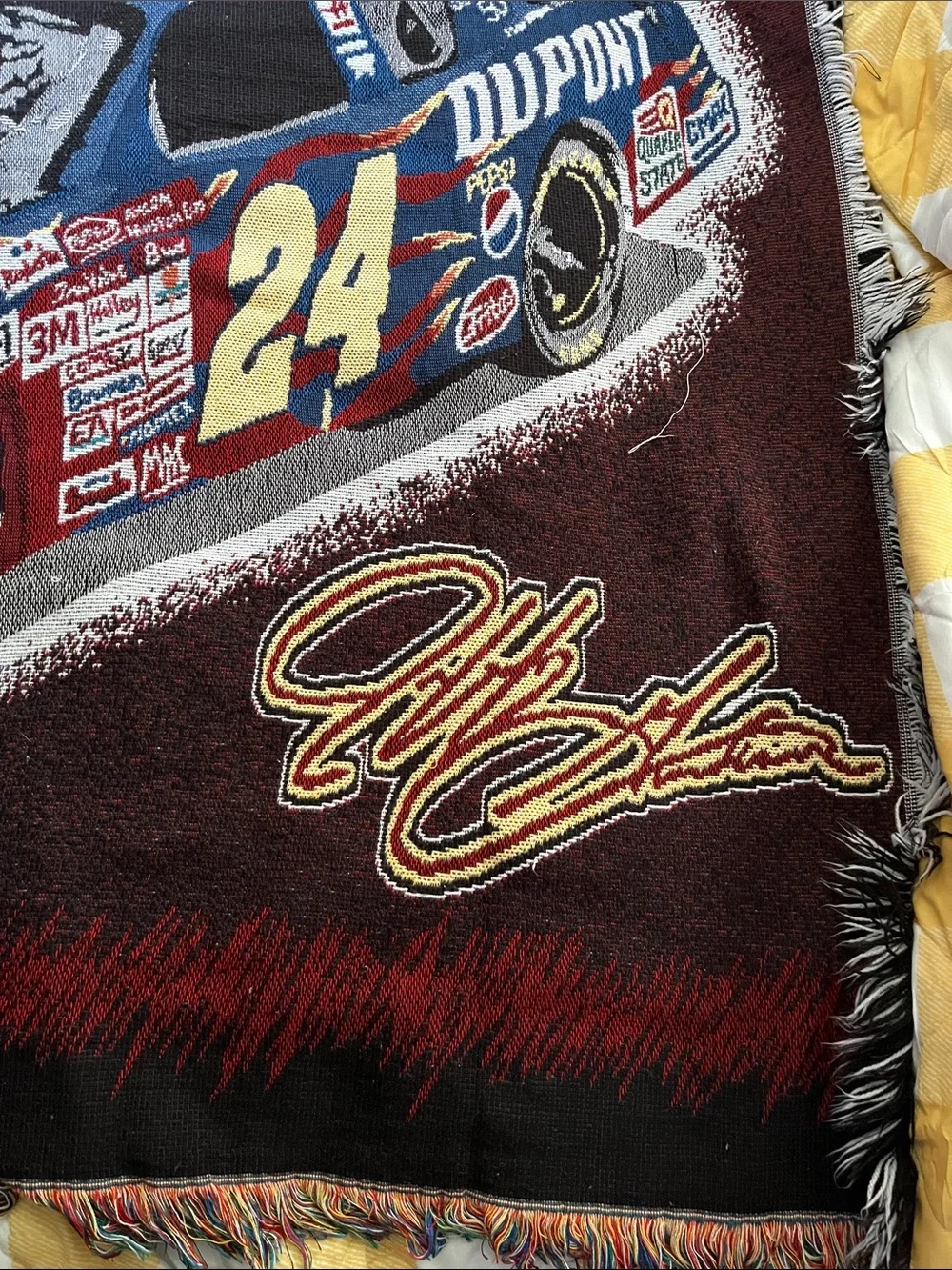 Vintage NASCAR Jeff Gordon #24 DuPont Graphic Tapestry/Throw Blanket